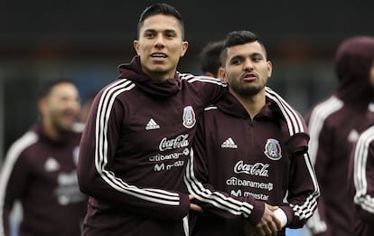 Salcedo y Corona, durante un entrenamiento.