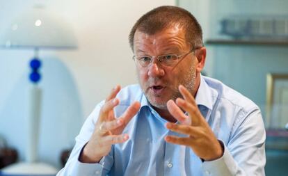 Bernd Hullerum, consejero delegado de Transfesa Logistics, durante la entrevista en la sede de la compa&ntilde;&iacute;a de transporte en Madrid.