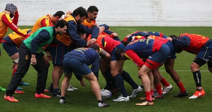 Entrenamiento de la selección española de rugby, el 14 de marzo de 2018.