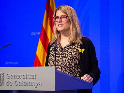 La consellera de la Presidencia y portavo del Govern, Elsa Artadi, ofrece declaraciones a los medios de comunicaci&oacute;n tras la celebraci&oacute;n del Consell Executiu en la Generalitat.