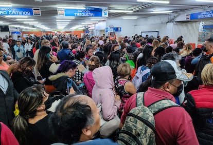 Imagen de archivo de una aglomeración en el metro de Ciudad de México.