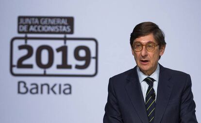 El presidente de Bankia, José Ignacio Goirigolzarri, en la Junta de Accionistas de 2019.