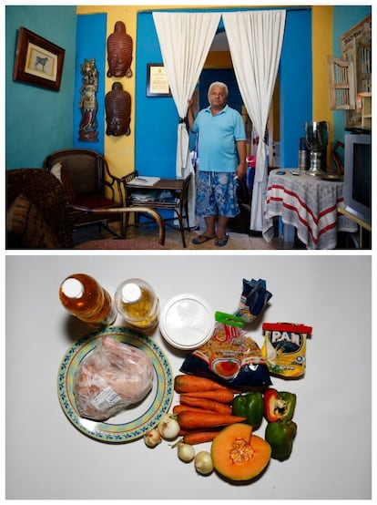 Duglas Sánchez, en su casa, en Caracas. "Estamos comiendo mal, no comemos de forma equilibrada. Si almorzamos, no cenamos y, si cenamos, no desayunamos", lamenta.