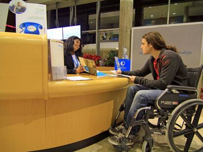 A young man at La Moraleja Hospital in Madrid.