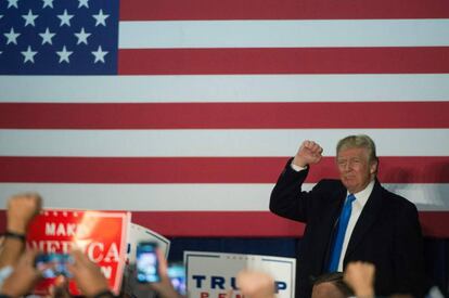 Donald Trump, este lunes, en un acto de campaña en Leesburg, Virginia.