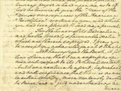 Carta manuscrita de George Washington al reverendo Jonathan Boucher.