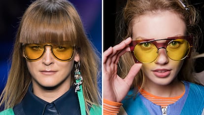 Gafas amarillas

La tendencia por antonomasia an la que han caído rendidas celebrities como Bella Hadid. Versace (izq.) o Byblos (dcha) han apostado por ellas en sus colecciones de primavera verano.