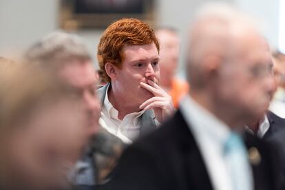 Buster Murdaugh – the oldest son of Alex Murdaugh – listens to his father’s testimony on Thursday, February 23, 2023. 