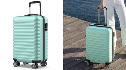 Se trata de una maleta de viaje que incorpora un cierre de combinación lateral de varios dígitos.