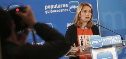 La presidenta del Partido Popular del País Vasco, Arantza Quiroga, este domingo en San Sebastián