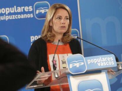 La presidenta del Partido Popular del País Vasco, Arantza Quiroga, este domingo en San Sebastián
