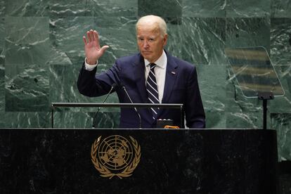 El presidente de Estados Unidos, Joe Biden, se despide ante la Asamblea de Naciones Unidas, el pasado martes en la sede de la organización.