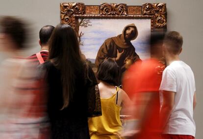 La obra "San Francisco en oración", de Francisco de Zurbarán, expuesta en el Museo del Prado, en Madrid.