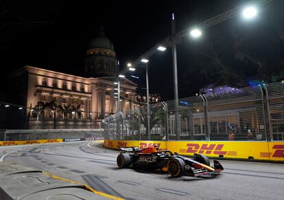 Red Bull's Sergio Perez in action during practice.