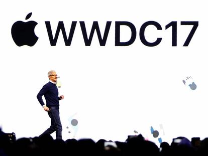 Tim Cook, CEO de Apple, durante su participación en la conferencia de desarrolladores de la compañía en San Jose (California).