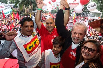 Lula da Silva, em ato de centrais sindicais em São Paulo.