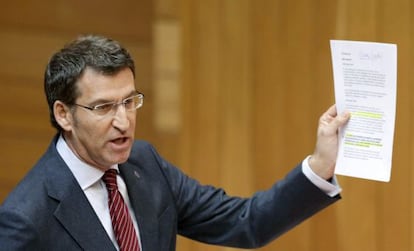 El presidente, Alberto Núñez Feijóo, durante el pleno