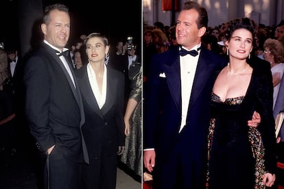 Demi Moore y Bruce Willis
	

	Tras cuatro años de matrimonio con el cantante Freddy Moore, la actriz se casaría con el que hasta ahora ha sido su relación más longeva, el actor Bruce Willis, del que se divorció en el año 2000. Tienen en común tres hijas, Rumer, Scout y Tallulah.