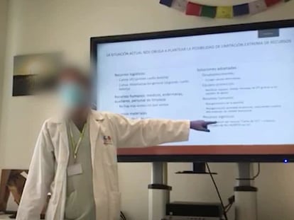 Un vídeo con instrucciones de un jefe médico a su equipo en el hospital de Parla.