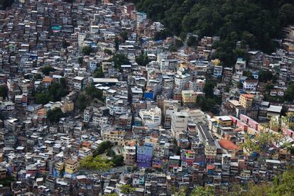 Parte de la favela de Vidigal, la favela “cool” de Río de Janeiro, situada sobre las playas de Leblón e Ipanema.