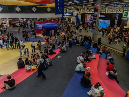 Pabellón de la Unión Europea en la Feria Internacional del Libro de Guadalajara, el 26 de noviembre de 2023.