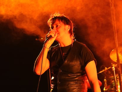 Julian Casablancas of The Strokes performing in concert at the Rogers Center as part of the Red Hot Chili Peppers tour on August 21, 2022 in Toronto, Canada.