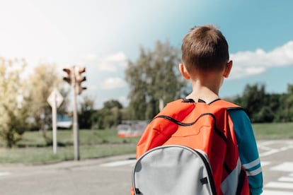 Un ni&ntilde;o, a su regreso del colegio. 