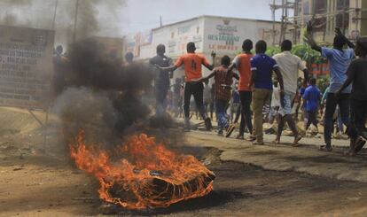 Protesta en la localidad congolesa de Beni, este viernes.