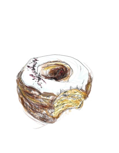 Cronut. Coetáneo en Instagram del #foodporn, este dónut con piel de cruasán era caro (5 dólares), se freía en lugar de hornearse y su creador, Dominique Ansel, era francés.