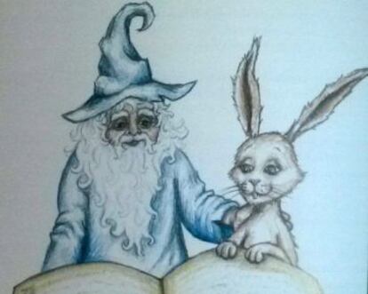 El tío Bostezo, con Carlitos y el libro de hechizos.