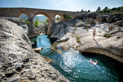 El río Bergantes, a su paso por el puente de Cananillas.