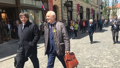 El expresidente de la Generalitat, Carles Puigdemont, en Liubliana.