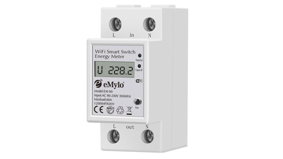 eMylo Wi-Fi Smart Switch Energy Meter.