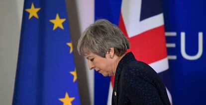 La primera ministra, Theresa May, la semana pasada en la reunión del Consejo Europeo en Bruselas. 