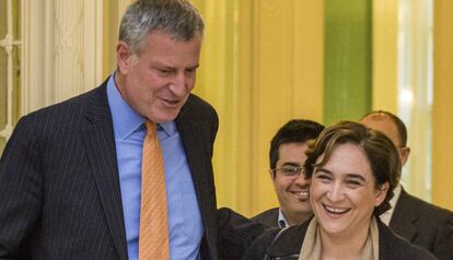 Ada Colau, alcaldesa de Barcelona se reúne con el alcalde de Nueva York, Bill de Blasio