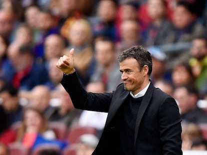 Luis Enrique, el domingo pasado contra el Espanyol en el Camp Nou.