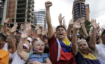 Una protesta contra Nicolás Maduro, en Caracas. 