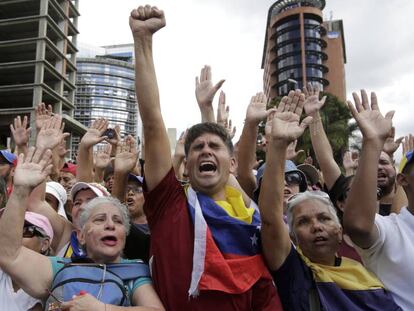 Una protesta contra Nicolás Maduro, en Caracas. 