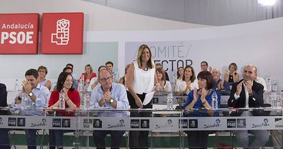 Susana Díaz, tras su intervención en el comité director del partido.