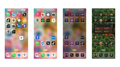 Con iOS 18 es posible elegir un tinte de color para los iconos de las aplicaciones, y además colocarlos en cualquier hueco de la pantalla de inicio.