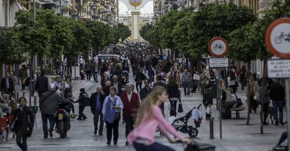La calle sunción de Sevilla, ya peatonalizada, en una image de este lunes.