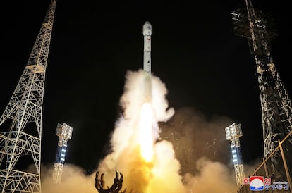 Launch of the Malligyong-1, a military spy satellite, into orbit on Nov. 21, 2023