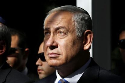 El primer ministro israelí, Benjamín Netanyahu, asiste a una ceremonia con motivo de la celebración del 18º aniversario del asesinato del primer ministro Yitzhak Rabin.
