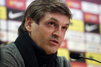 Tito Vilanova, durante la rueda de prensa