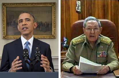 Barack Obama, con una comparecencia en la Casa Blanca, y Raúl Castro, con un discurso televisado, anuncian la apertura de relaciones entre EEUU y Cuba.
