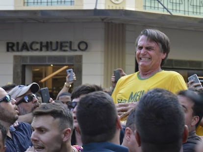 El candidato Bolsonaro el día del ataque. 