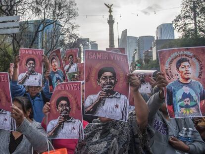 Una protesta por el asesinato del ambientalista Samir Flores, en febrero, en Ciudad de México.