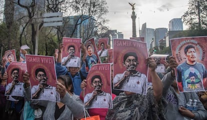 Una protesta por el asesinato del ambientalista Samir Flores, en febrero, en Ciudad de México.
