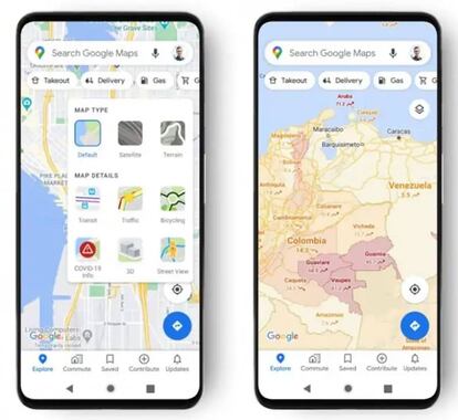 Capa de información Covid-19 en Google Maps.