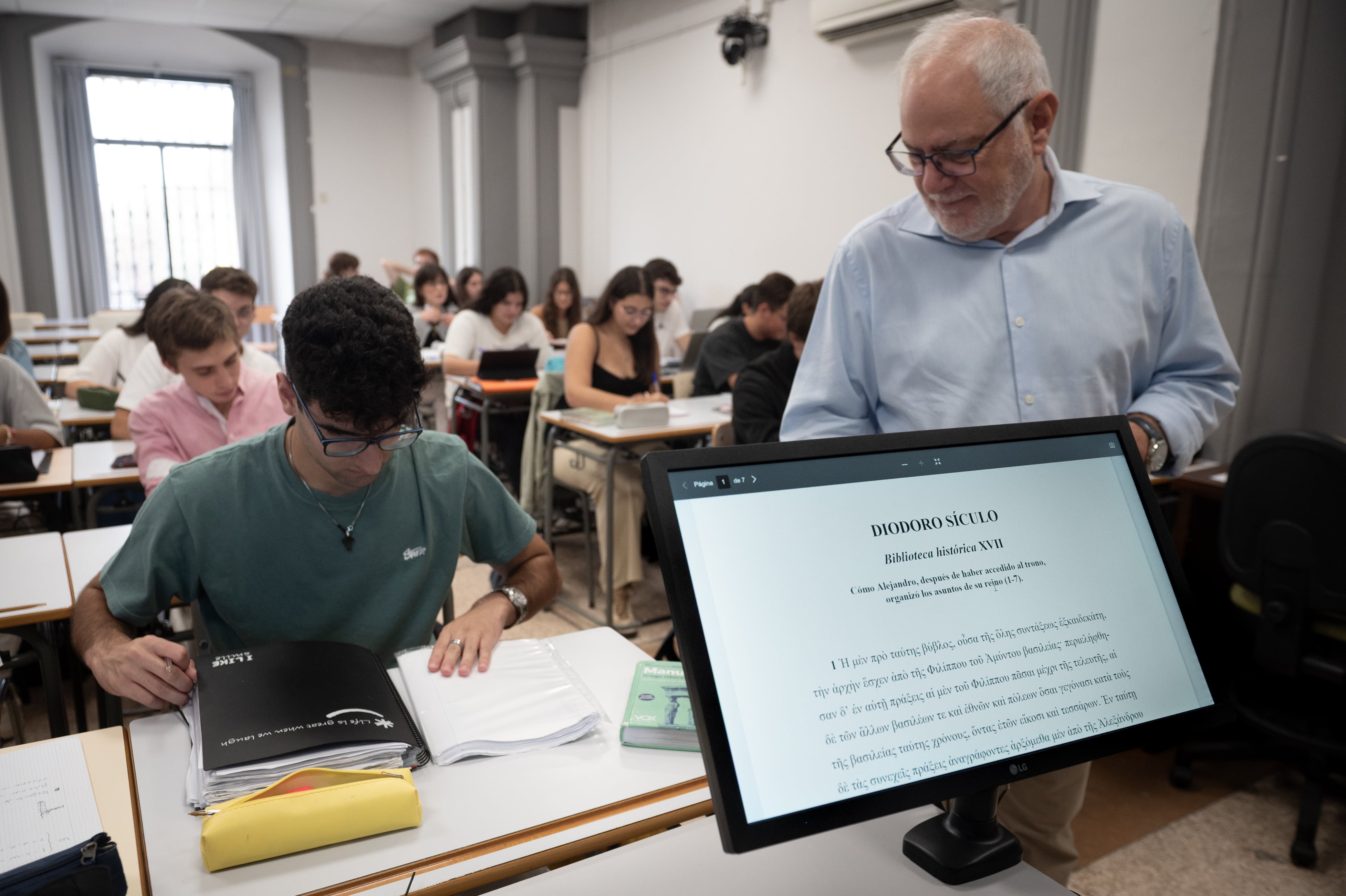 Clase de texto griego del grado de Filología Clásica en la Universidad de Sevilla.